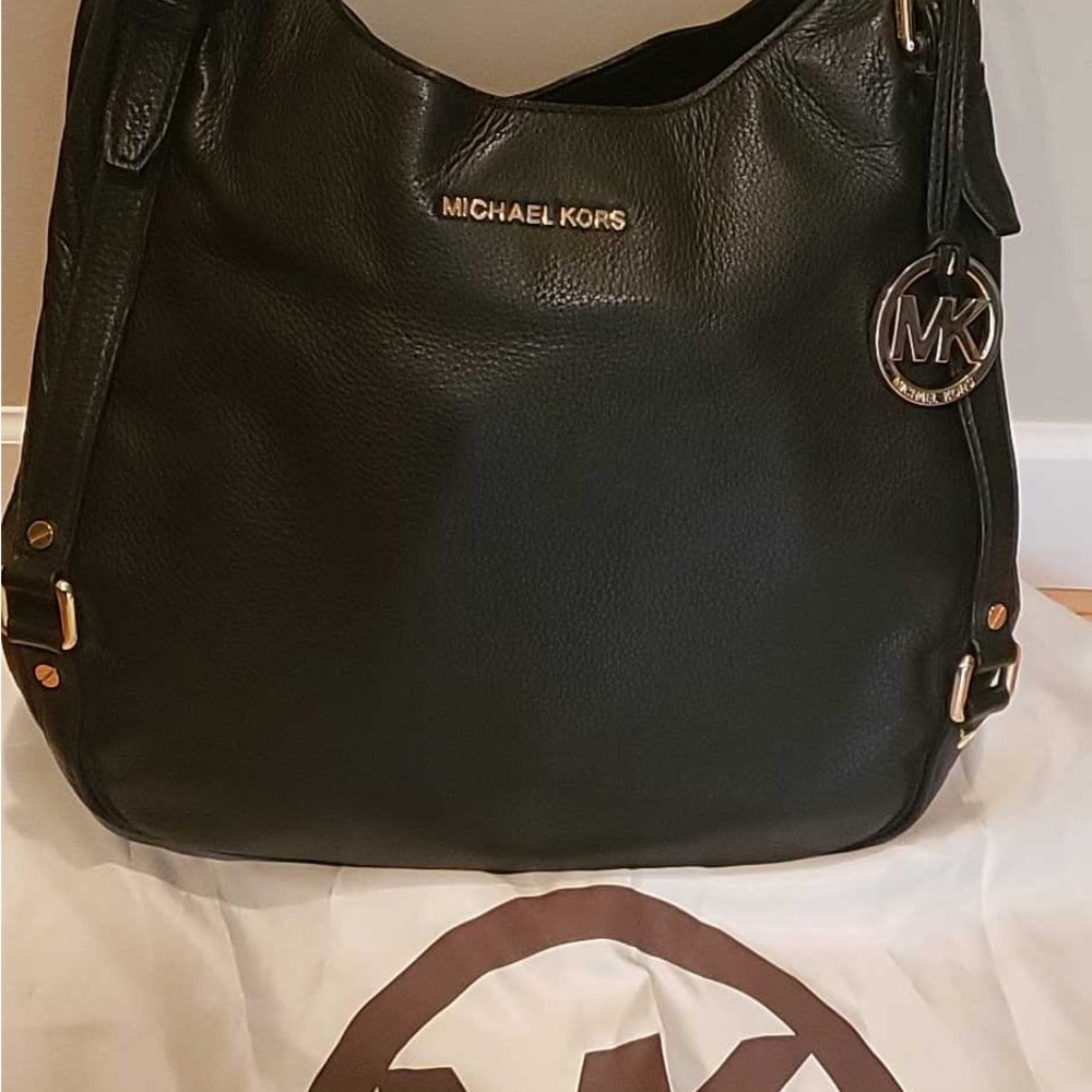 Michael Kors Black Hobo Bag with Silver Hardware
